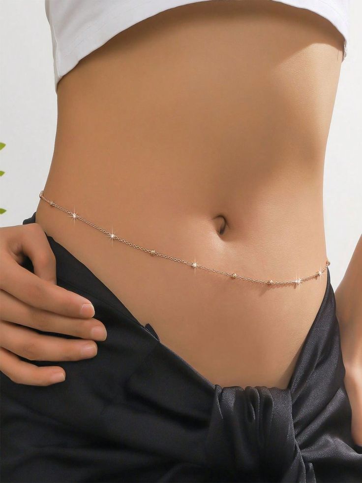 Belly Chain Silver Pearl Layered