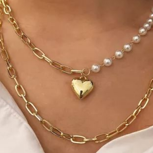 GOLD PLATED WHITE PEARL MIX CHAIN