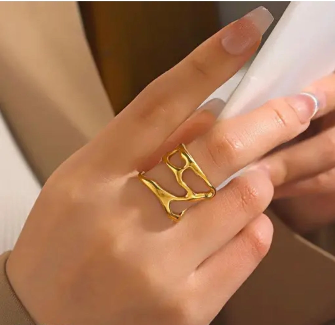 Line Open Ring Stainless Steel Ring