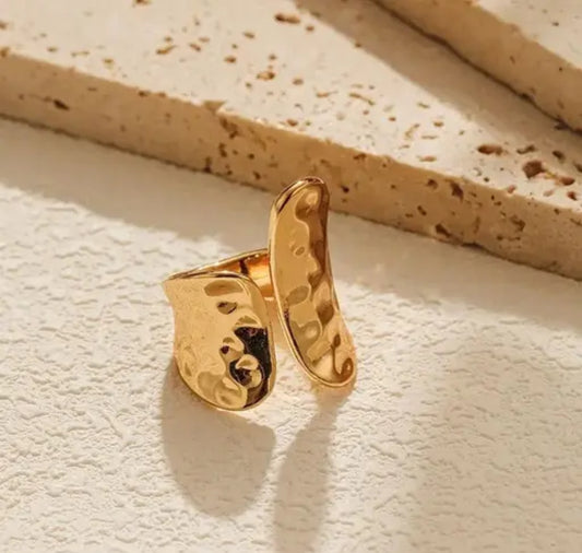 Golden Wave Statement Ring