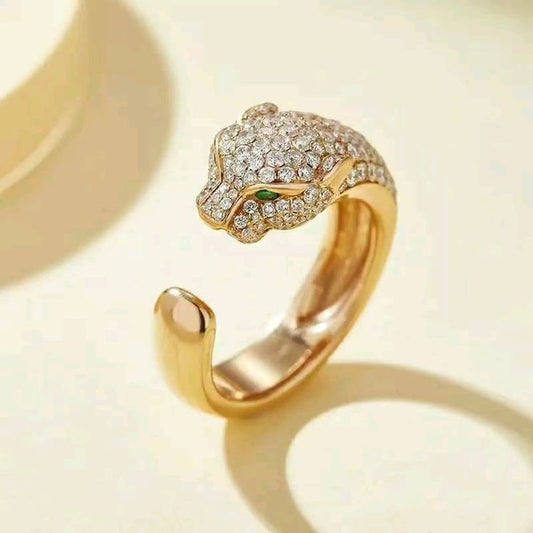 Panther Face Adjustable Ring