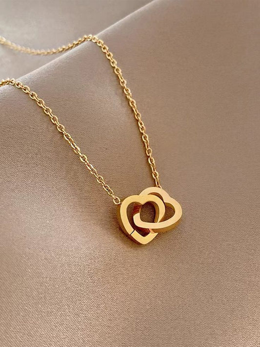 DOUBLE HEART CRISS CROSS CHAIN