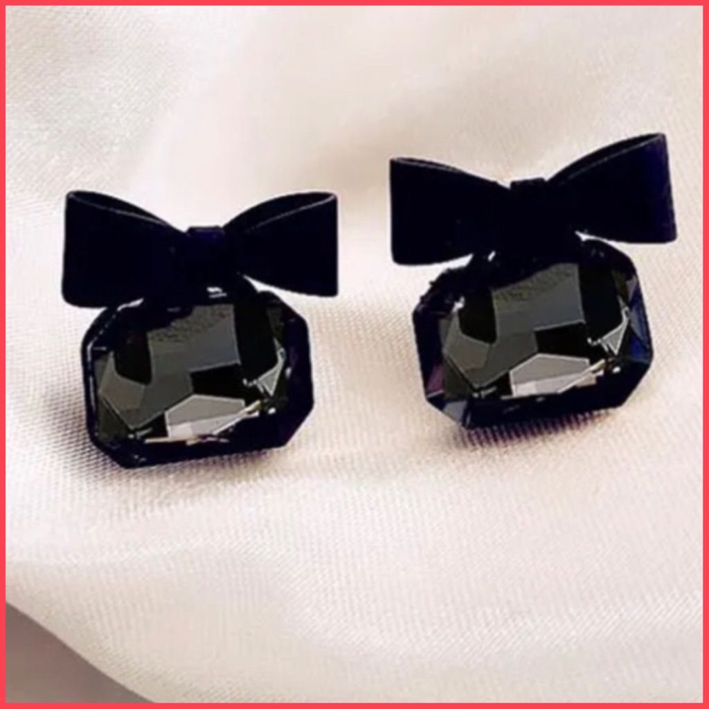 NOIR BOW STUD EARRINGS