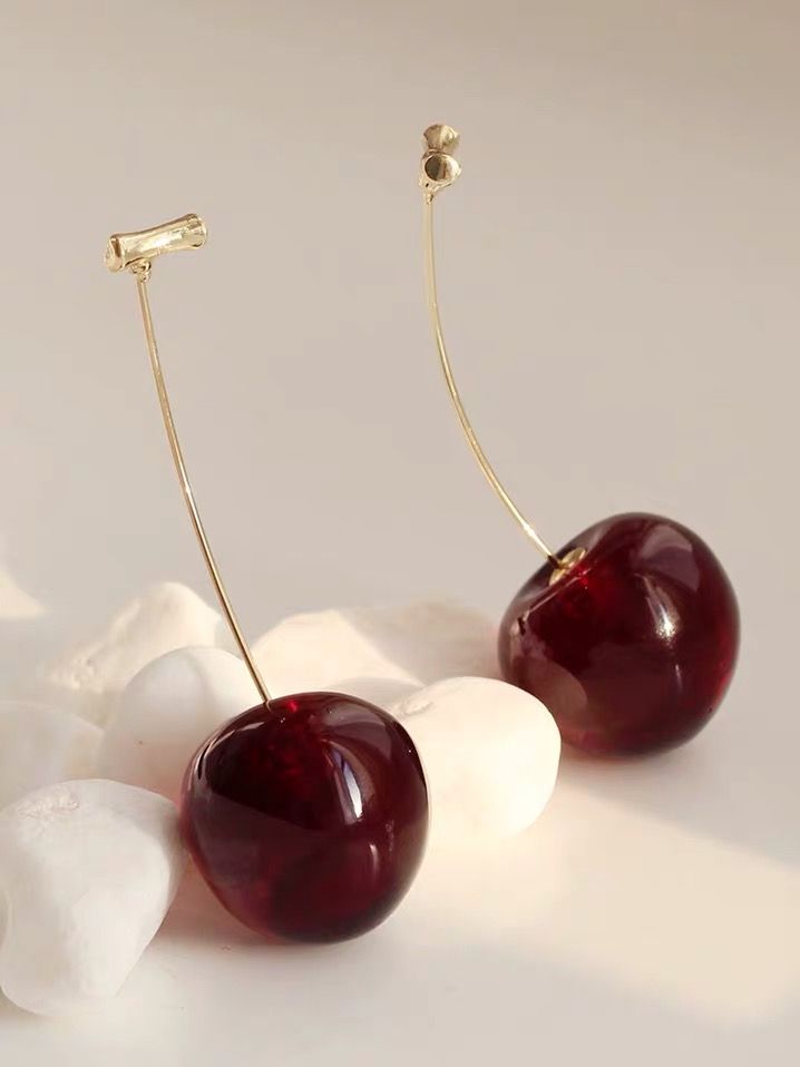 LONG DROP CHERRY EARRINGS