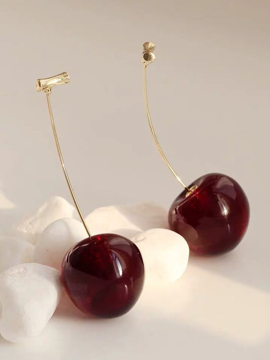 LONG DROP CHERRY EARRINGS