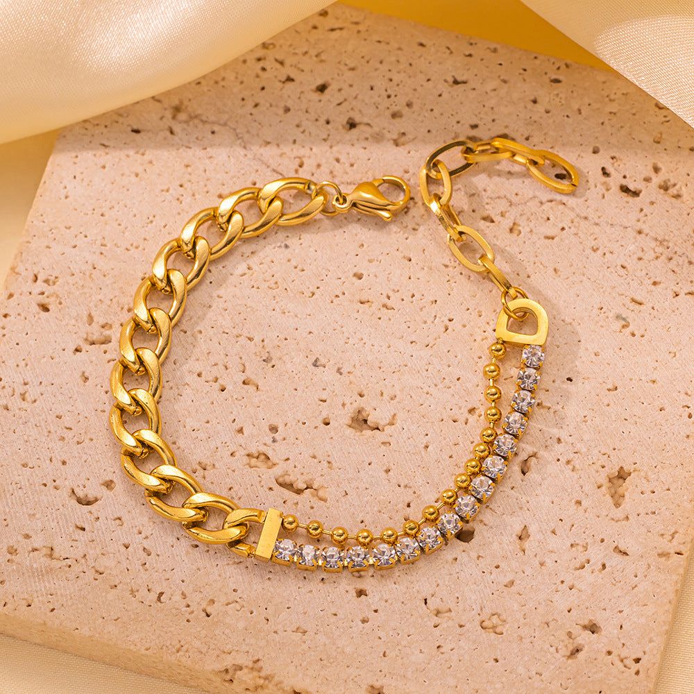 STUDDED MIAMI CUBAN LINK CHAIN BRACELET