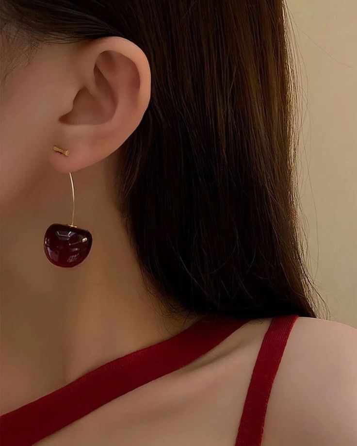 LONG DROP CHERRY EARRINGS