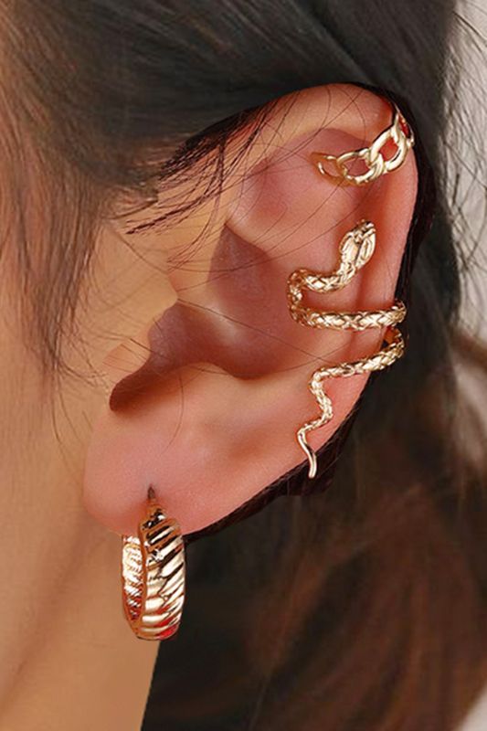 3 Pcs GOLD TONE EAR CUFF
