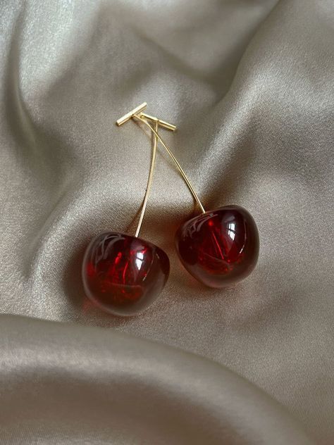 LONG DROP CHERRY EARRINGS