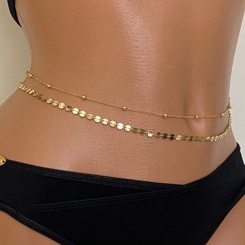 Chic Gold Sequin Waist Chain