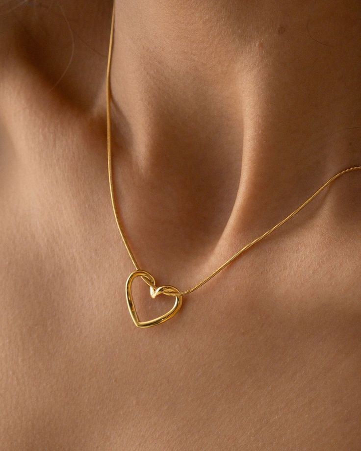 Gold Necklace with a Heart Pendant