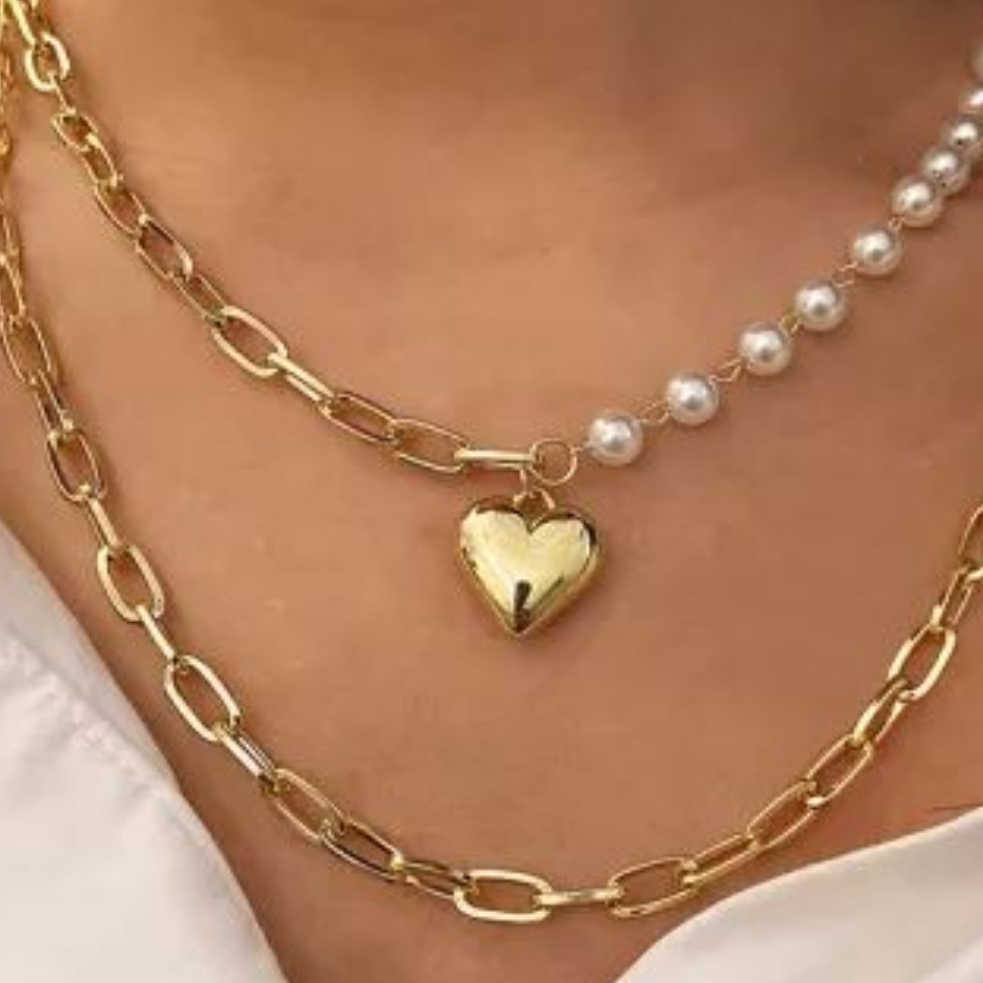GOLD PLATED WHITE PEARL MIX CHAIN