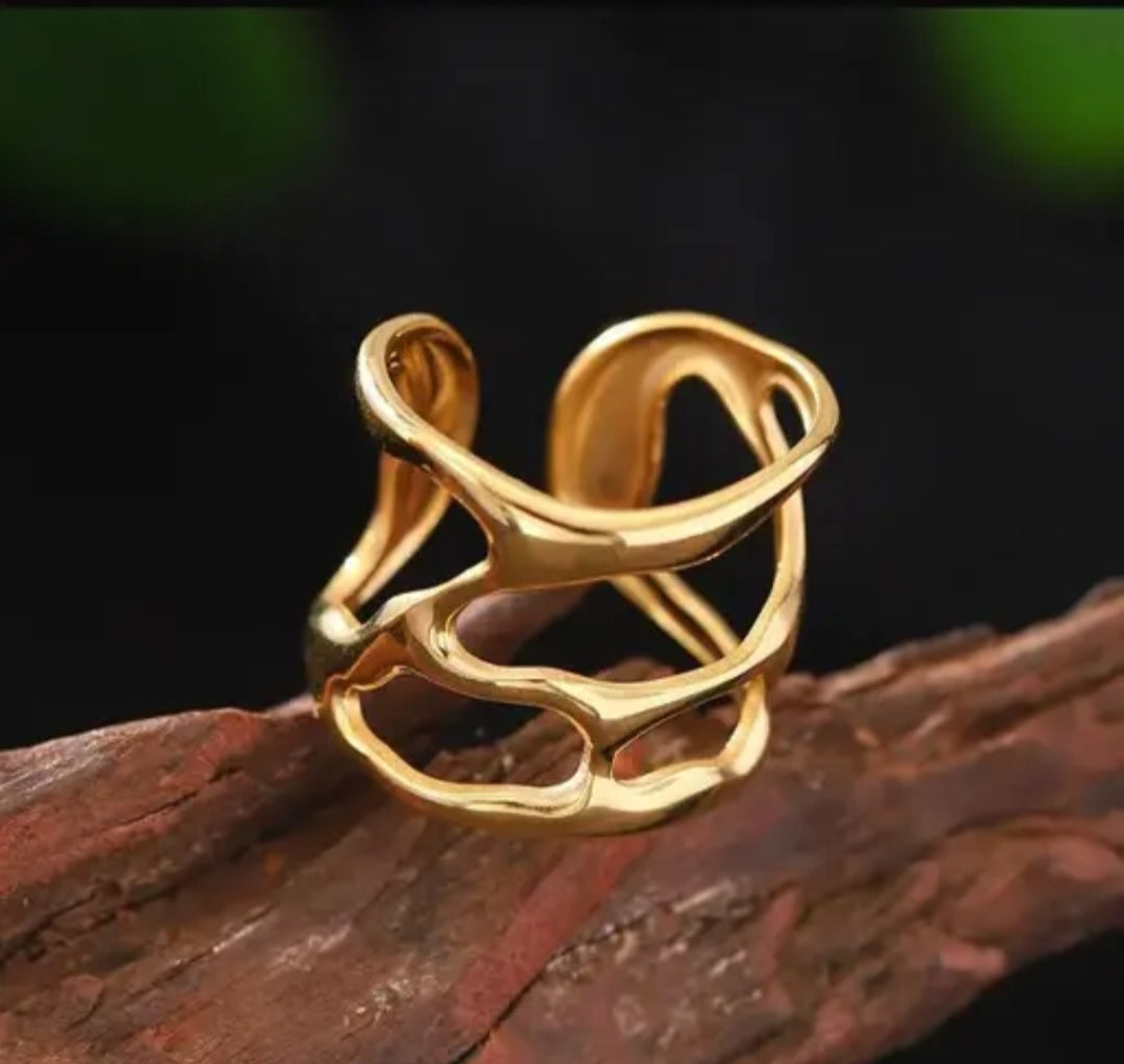 Line Open Ring Stainless Steel Ring