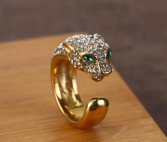 Panther Face Adjustable Ring