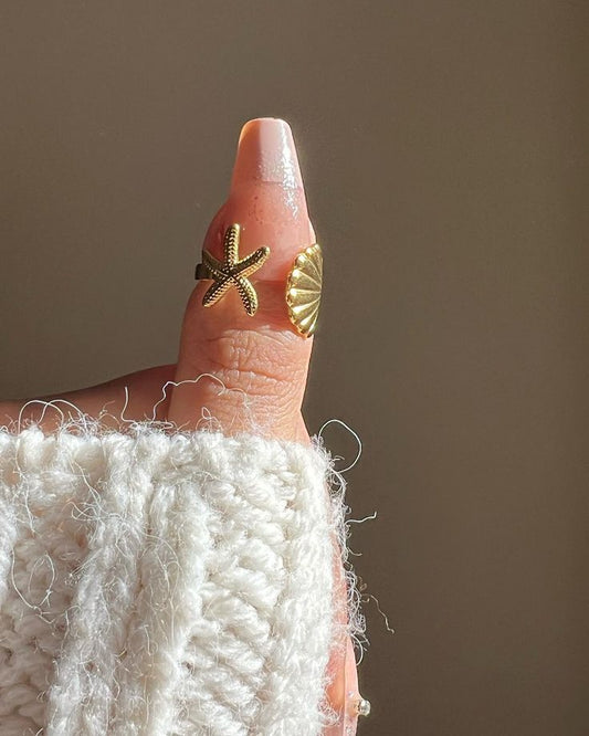 Starfish And Seashell Ring