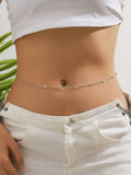 Belly Chain Silver Pearl Layered