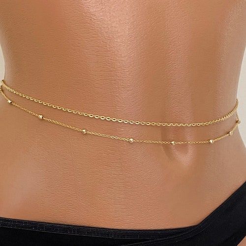 Gold Tone Double Layer Belly Chain