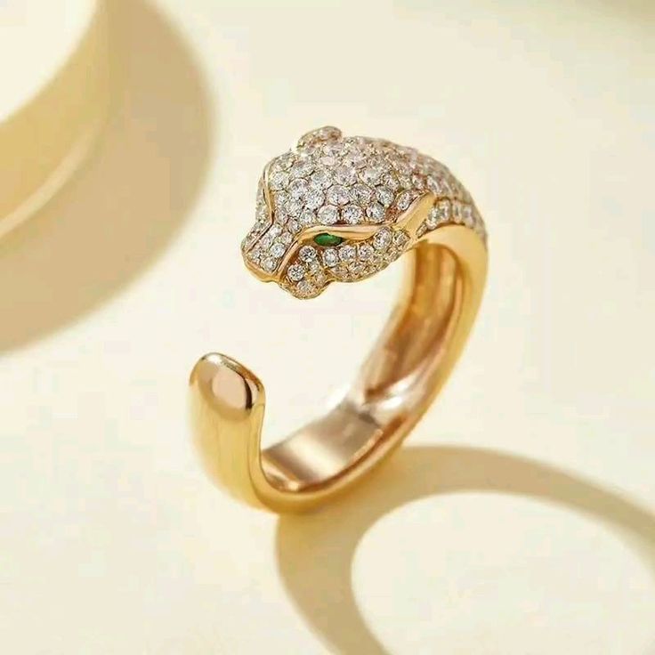 Panther Face Adjustable Ring