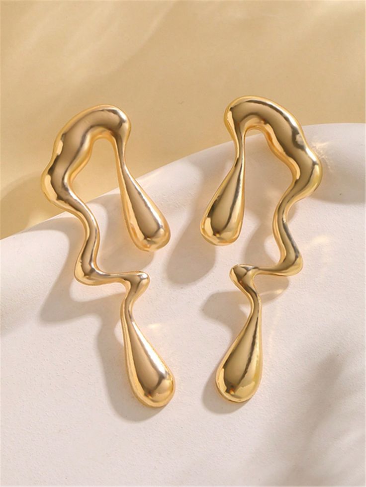 Abstract Gold-Plated Drop Earrings