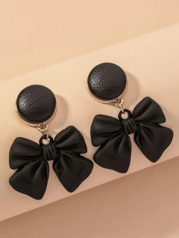 BLACK BOW EARRINGS