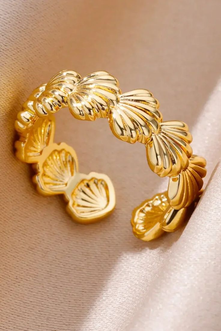 Golden Shell Cuff Ring