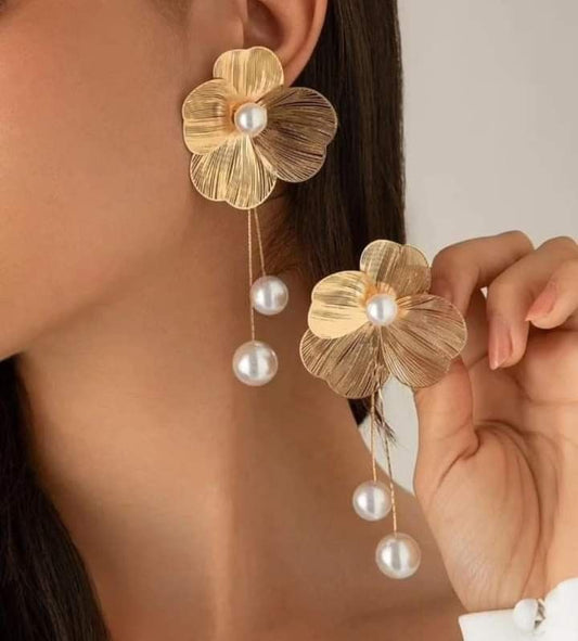 FLORAL PEARL DROP EARRINGS
