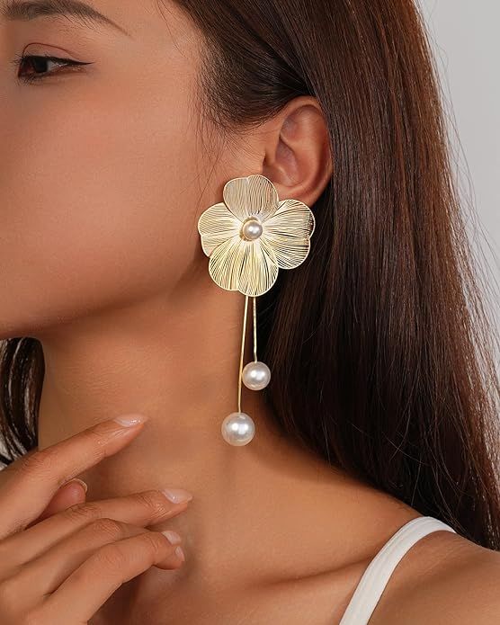 FLORAL PEARL DROP EARRINGS