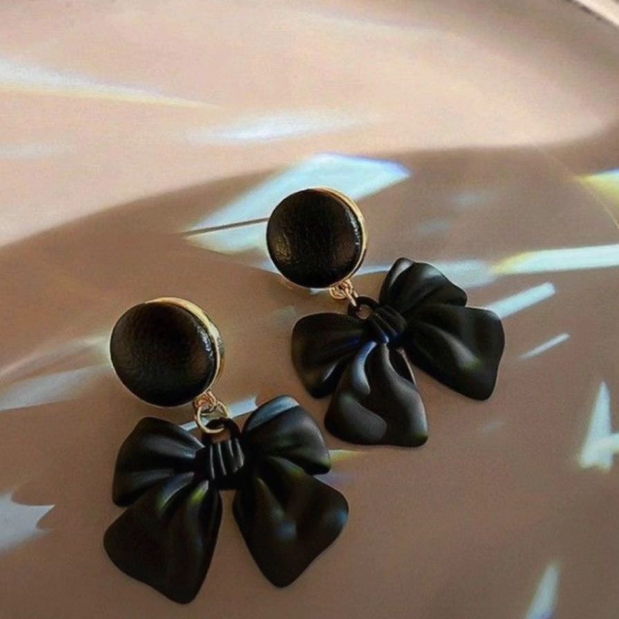 BLACK BOW EARRINGS