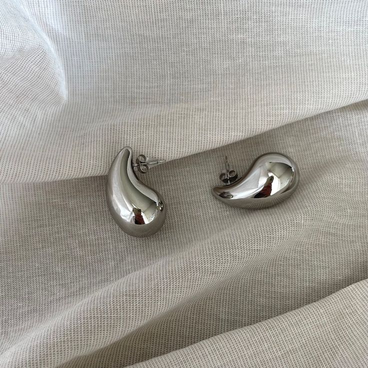 Liquid Silver Drop Stud Earrings