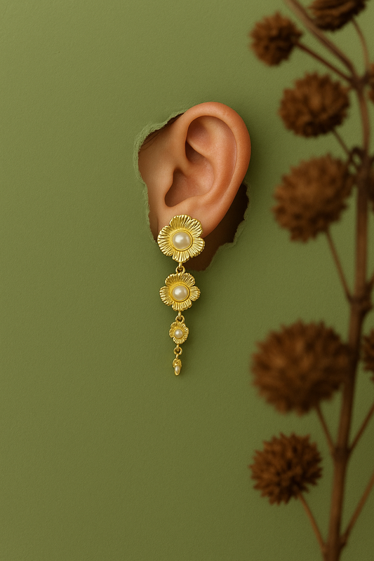 Golden Blossom Drop Earring