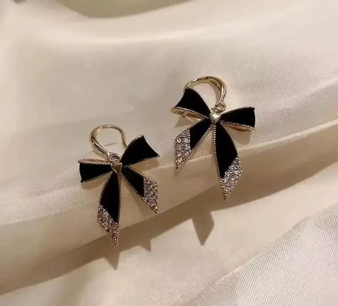 Midnight Bow Drop Earrings