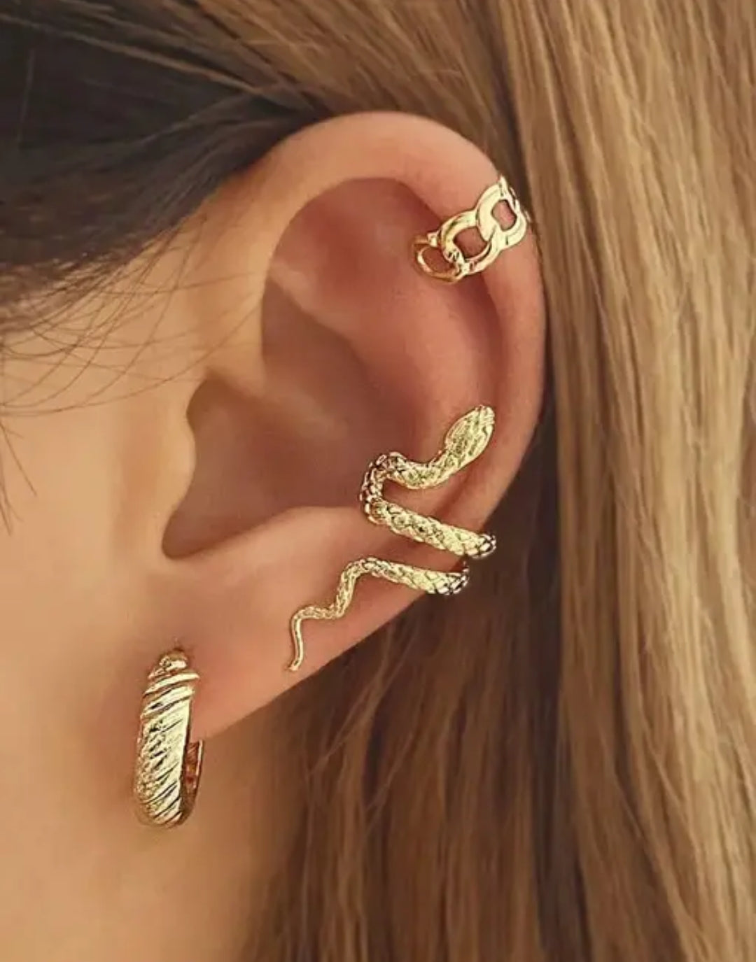 3 Pcs GOLD TONE EAR CUFF