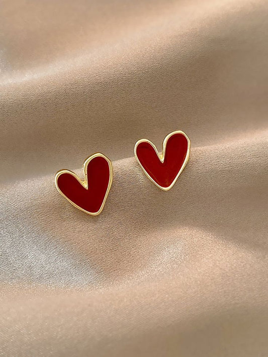 HEART ALLOY STUD EARRINGS
