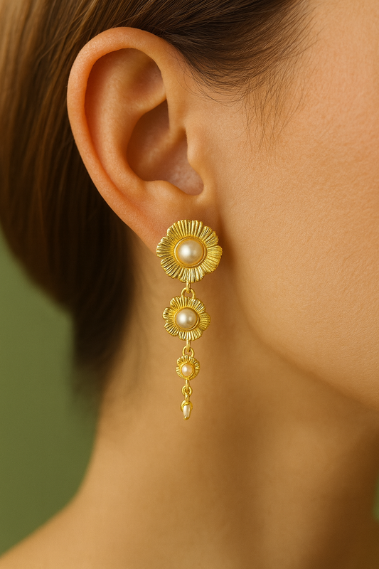 Golden Blossom Drop Earring