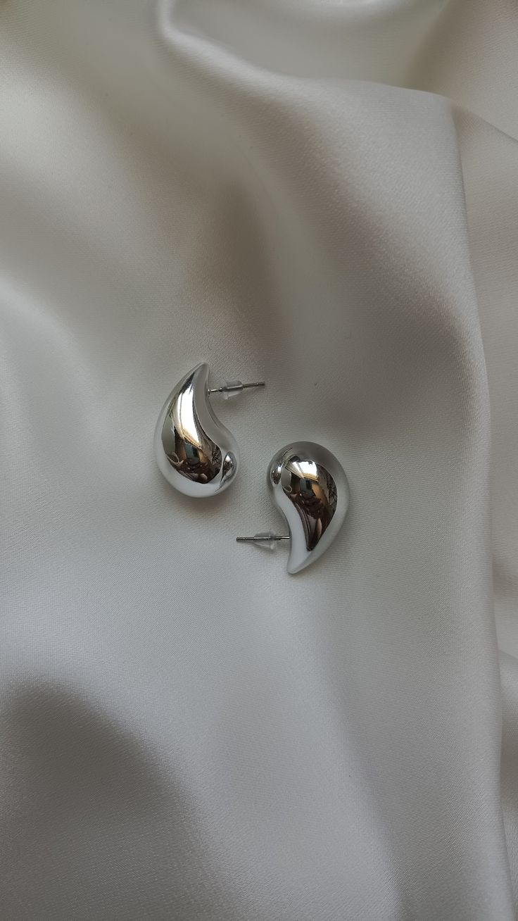 Liquid Silver Drop Stud Earrings