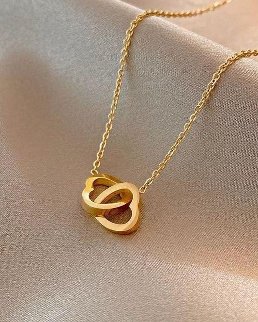 DOUBLE HEART CRISS CROSS CHAIN