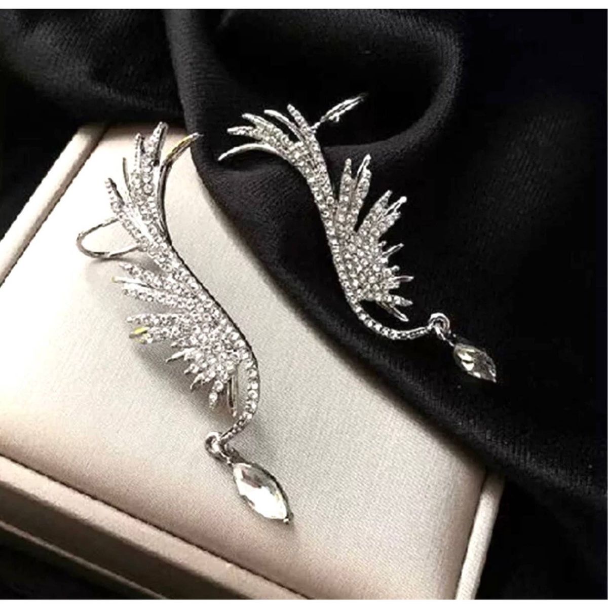 RHINESTONE DROP CUFF EARRING