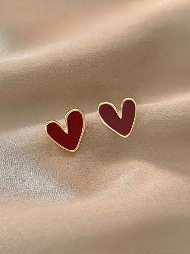 HEART ALLOY STUD EARRINGS